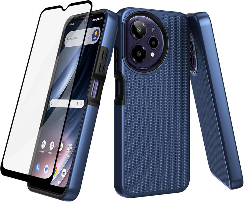 Ailiber for AT&T Motivate Pro 2 5G Phone Case, Cricket Icon Pro 2026 Screen Protector, Dual Layer Shockproof Protective, Silicone Bumper Non Slip Back, Heavy Duty Rugged Hard Cell Phone Cover-Blue - Image 1